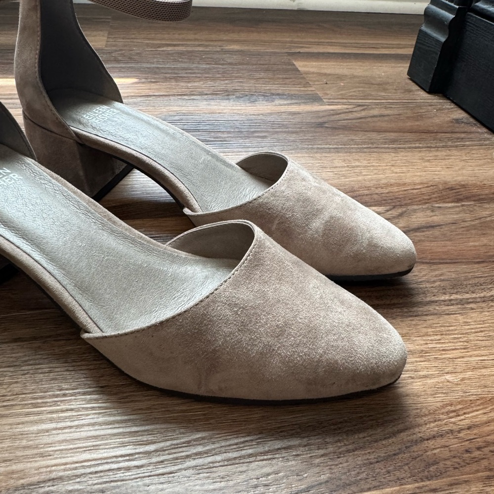 Eileen Fisher Women's Gray Suede Ankle-Strap Block Heel Pumps Sz. 8.5 - Picture 6 of 11